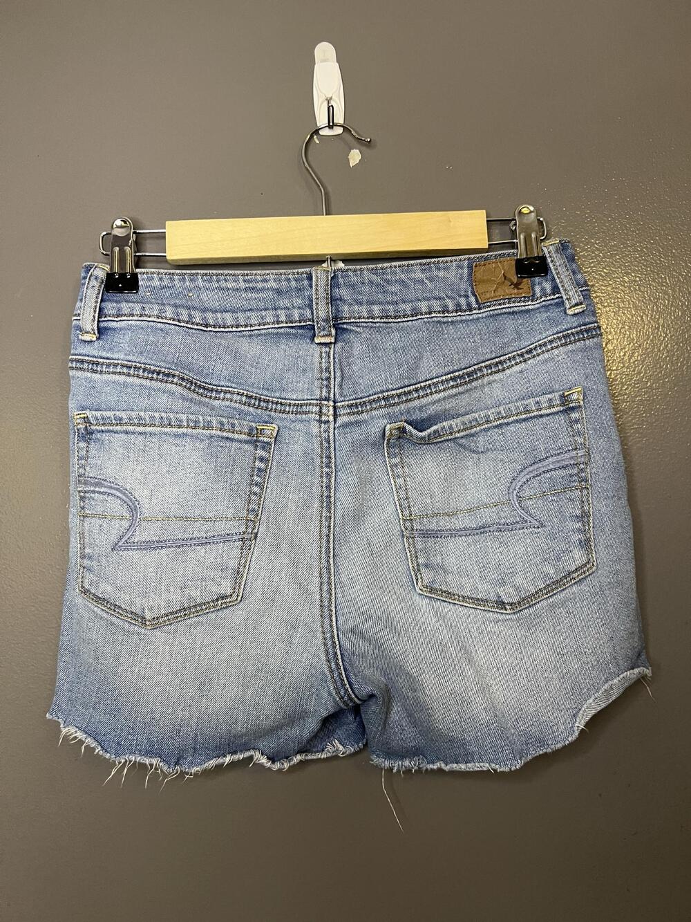 American Eagle Outfitters Rhinestone Shorts Womens 6 Blue Denim Cutoff Stretch - Picture 3 of 6